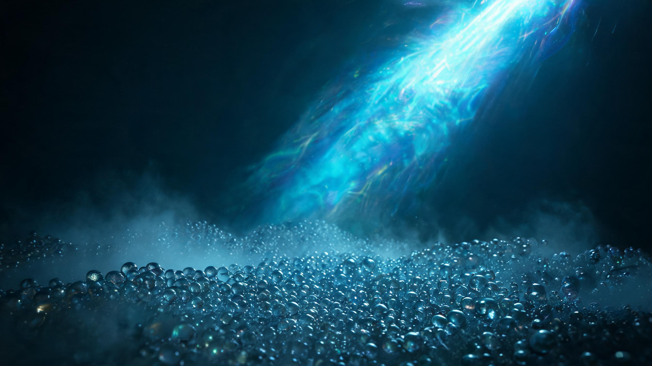 A dual-layer structure where lower mist condenses into measurable droplets, and upper droplets merge into a focused luminous stream, symbolizing the layered verification and formal stages of commitments