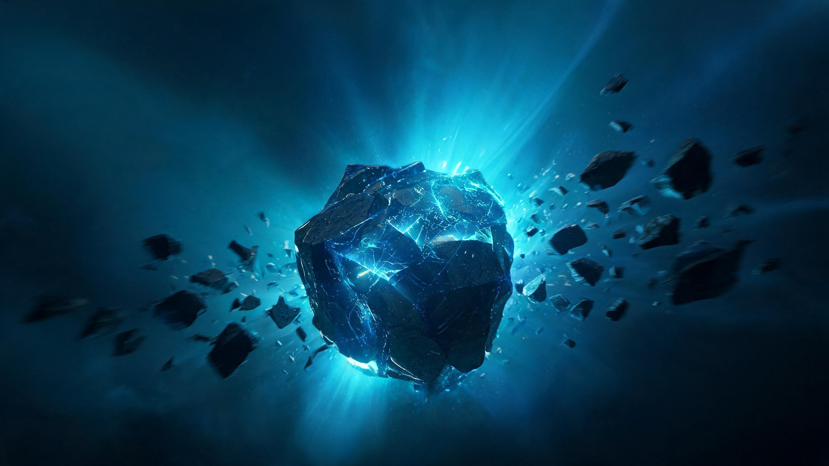 Loose dark fragments carried away by a drifting current while one irregular dense mass is held fast and alone keeps glowing, representing signed content that binds claims to a verifiable individual.