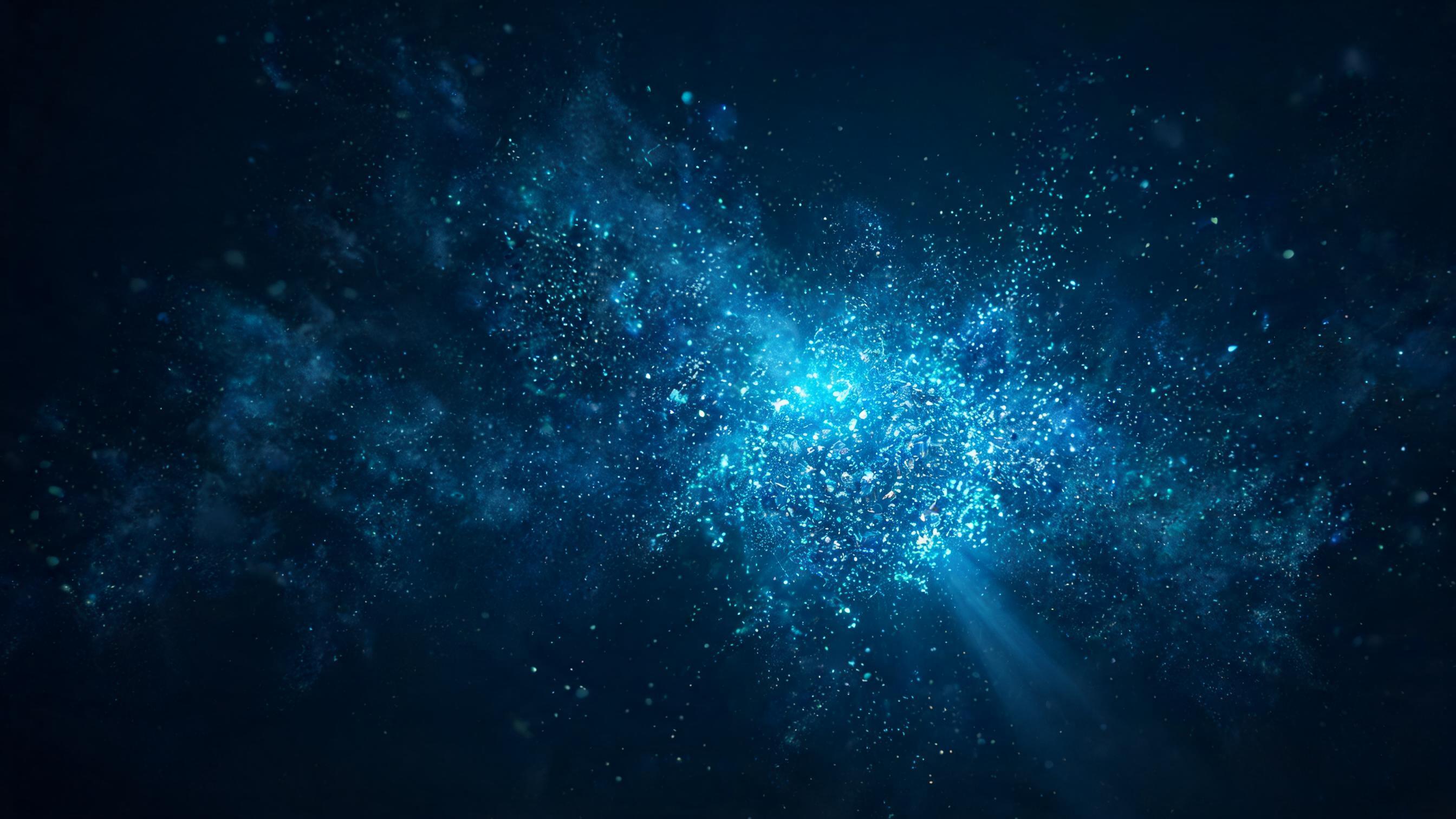 A loose, faint particle cloud gradually condensing onto a denser, luminous central mass, symbolizing building weight through accumulating pages, backlinks, and citations to achieve short-tail goals