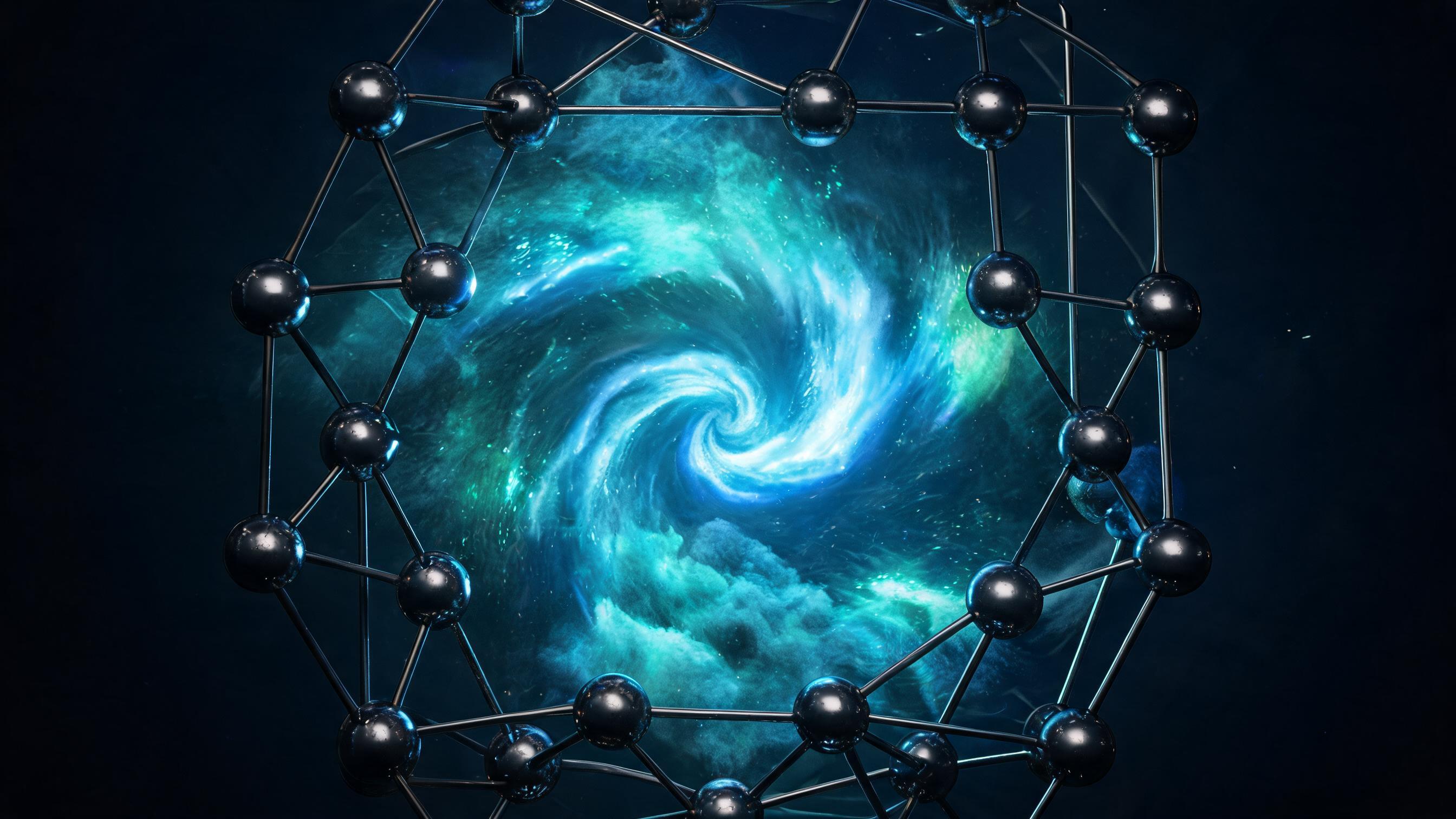 A grid of nodes with variable-length spokes; their intersections form a rigid boundary enclosing a swirling mass, symbolizing page upper limit determined by object count multiplied by page types per object