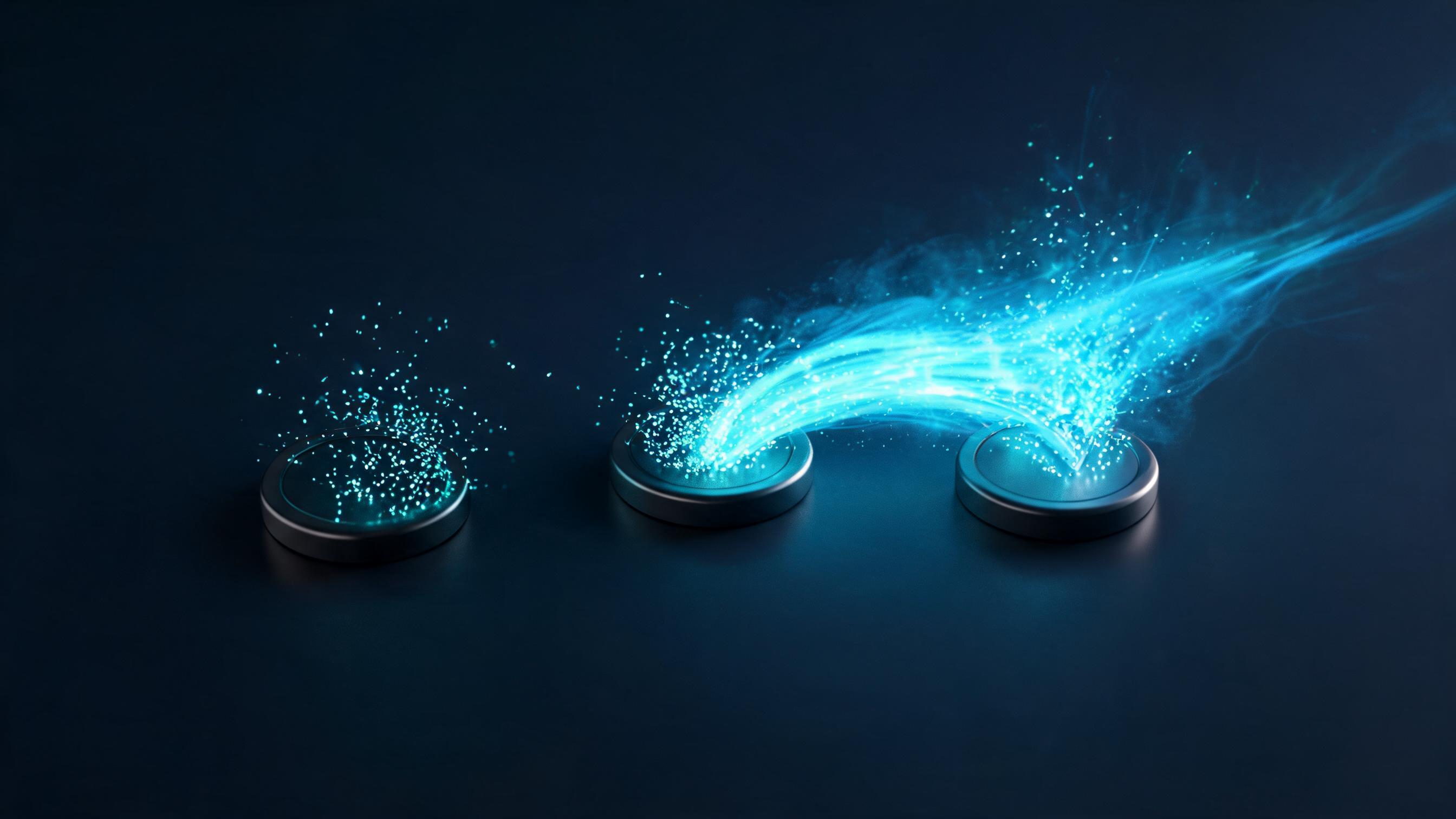 Three distinct catalytic sites on a dark surface; only particles engaging all sites converge into a luminous stream, symbolizing three bottlenecks jointly determining output